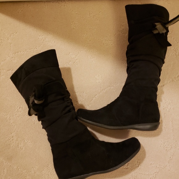 Black Suede Below-the-knee boot size 8 (38) - Picture 2 of 4